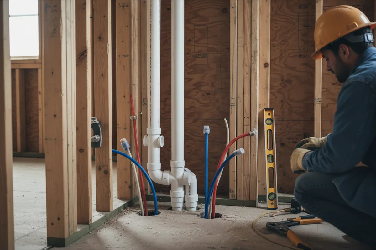 Drain and supply rough-in during Garbage Disposal Repair in Goldvein